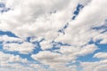 Natural beautiful abstract scenic azure blue sky with white cumulus clouds background on bright sunny summer day. Nature Royalty Free Stock Photo