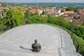View Sremski Karlovci Town From Panoramic Point With Statue, Serbia Royalty Free Stock Photo