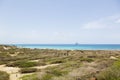 Natural beauty of Aruba. North coast. Off-road Aruba. Amazing stone desert landscape, blue sea and blue sky Royalty Free Stock Photo