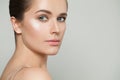 Natural beauty. Beautiful healthy woman with clear skin. Skincare and facial treatment concept Royalty Free Stock Photo