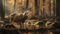 The natural beauty of deer, featuring graceful movements and stills in the forest. Generative AI