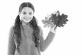 Natural beauty. Girl hold natural leaves. Bouquet concept. Flora and botany. Autumn discount. Black friday. Natural and