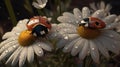 Natural beauty, Ladybug and daisy make a stunning pair