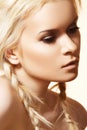 Natural beauty make-up & hairstyle, blond braids Royalty Free Stock Photo