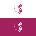 natural beauty salon feminine logo design,women long hair style icon, logo women face on white background,Beauty face abstract Royalty Free Stock Photo