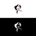 natural beauty salon feminine logo design,women long hair style icon, logo women face on white background,Beauty face abstract Royalty Free Stock Photo