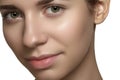 Natural beauty, skincare & make-up. Woman face with clean shiny skin