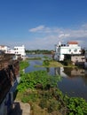 Natural beauty of a small village surrounded by the water