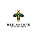 Natural bee design logo template. Royalty Free Stock Photo