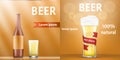 Natural beer banner set, realistic style