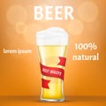 Natural beer concept banner, realistic style