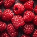 Natural berries of fresh sweet red raspberries close up, Generative AI, generative artificial intelligence