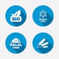 Natural Bio food icons. Halal and Kosher signs Royalty Free Stock Photo