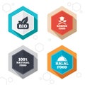 Natural Bio food icons. Halal and Kosher signs Royalty Free Stock Photo