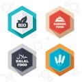 Natural Bio food icons. Halal and Kosher signs