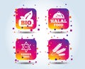 Natural Bio food icons. Halal and Kosher signs. Royalty Free Stock Photo