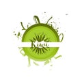 Natural, bio, fresh, healthy food, kiwi logo set in vector