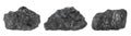 Natural black hard coal isolated on white background. Diamond coal. Set of images Royalty Free Stock Photo