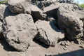 Natural black rock stone surface granite abstract backdrop textured background Royalty Free Stock Photo