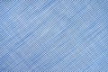 Natural blue linen texture with diagonal striped pattern, background, wallpaper. Top view, flat lay Royalty Free Stock Photo