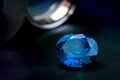 Natural blue Sapphire gemstone, Jewel or gems on black Royalty Free Stock Photo