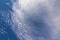 Natural blue sky with Cirrus radiatus, cirrocumulus clouds