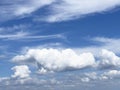 Natural blue sky with thick white cumulus mediocris clouds in the afternoon