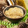 Body scrub - brown sugar with green tea Royalty Free Stock Photo