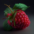 Natural branch of fresh ripe red raspberries ready to collect - Generated Artificial Intelligence - AI