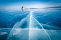 Natural breaking ice in frozen water at Lake Baikal, Siberia, Russia