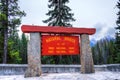 Natural Bridge sign at Yoho National Park in the Canadian Rockies Royalty Free Stock Photo