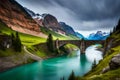 A natural bridge spanning a narrow river gorge, created by the relentless forces of water and time