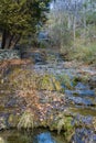 Vertical View Travertine Waterfall Formation Royalty Free Stock Photo