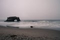 Overcast Dusk at Natural Bridges State Beach. Royalty Free Stock Photo