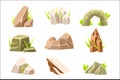 Natural Brow Rocks Of Different Shape Collection Landscape Design Elements For Flash Game