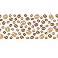 Natural brown coffee beans, seamless pattern, vector illustration Royalty Free Stock Photo