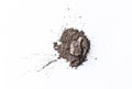 Natural brown colored duochrome pigment. Loose cosmetic powder. Eyeshadow pigment isolated on a white background, close