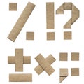 Natural brown origami folded craft eco paper alphabet (abc) letters and punctuation (percent, plus, minus, dot, question,