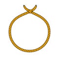 Natural brown twine rope round frame, vector