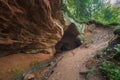 Natural cave in the park at the Rozhdestveno estate,