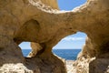 The natural caves exists in Algar Seco, Carvoeiro, Algarve Royalty Free Stock Photo