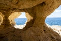 The natural caves exists in Algar Seco, Carvoeiro, Algarve Royalty Free Stock Photo