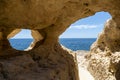 The natural caves exists in Algar Seco, Portugal Royalty Free Stock Photo
