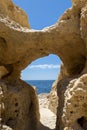 The natural caves exists in Algar Seco, Portugal Royalty Free Stock Photo