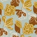 Natural chic boho blue flower seamless pattern in ditzy wildflower style. Hand drawn organic botanics fashion print