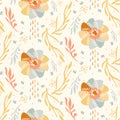 Natural chic boho flower seamless pattern in ditzy wildflower style. Hand drawn organic botanics fashion print. Modern