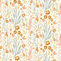 Natural chic boho flower seamless pattern in ditzy wildflower style. Hand drawn organic botanics fashion print. Modern