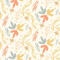 Natural chic boho flower seamless pattern in ditzy wildflower style. Hand drawn organic botanics fashion print. Modern