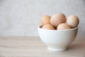 Natural chicken eggs in a vessel.