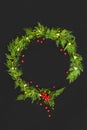 Natural Christmas Holly Mistletoe and Cedar Wreath